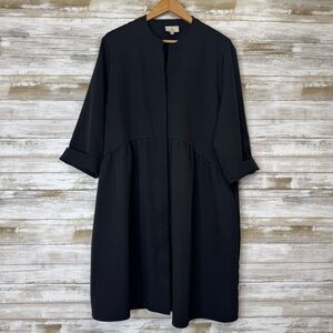 Tuckernuck Women's Black Stretch Crepe Royal Shirt Dress Mini Half Sleeve XXL